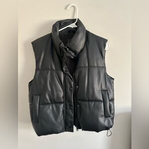 Women’s Leather Puffer Vest